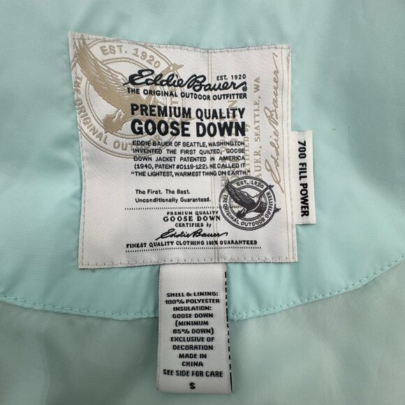 Eddie Bauer Goose Down Puffer Vest Light Blue Jacket Women's Size Small - Picture 11 of 13